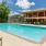 a swimming pool outside a building